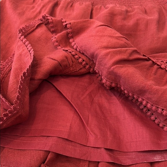 NWOT Express Red Mini Bubble Skirt w/ RuffleTiered Design for Casual Wear - Picture 5 of 5